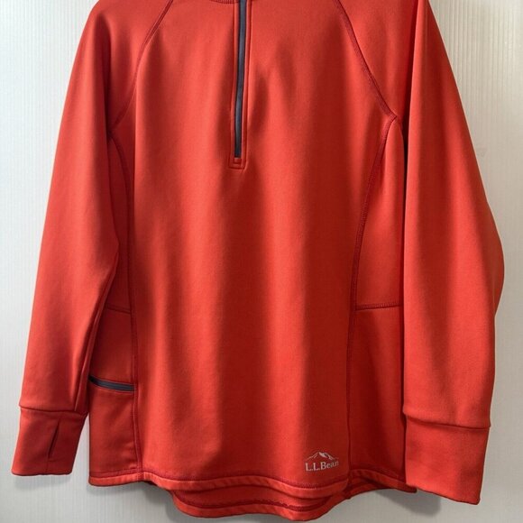 LL BEAN Mens Mountain Fleece Half Zip Orange Outdoors Sz M Regular Pullover - Picture 16 of 16